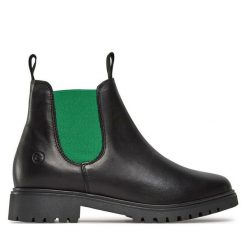 Sztyblety Tamaris. Czarne botki Tamaris, bez wzorów, bez obcasa, na płaskiej podeszwie, bez zapięcia. Za 449.99 zł.