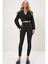 Trend Alaçatı Stili Legginsy w kolorze czarnym rozmiar: XL. Czarne legginsy Trend Alaçatı Stili, xl, bez wzorów, z podwyższonym stanem. Za 65.23 zł.