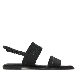 Sandały Calvin Klein. Czarne sandały Calvin Klein, bez wzorów, bez obcasa, na płaskiej podeszwie, bez zapięcia. Za 529.99 zł.