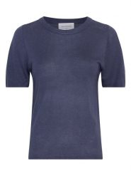 MOSS COPENHAGEN Bluzka w kolorze granatowym rozmiar: S/M. Niebieskie bluzki Moss Copenhagen, m, bez wzorów, bez kołnierzyka, bez ramiączek. Za 105.63 zł.