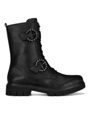 Remonte Trzewiki D1W70-00 Czarny. Czarne botki Remonte, bez wzorów, ze skóry, bez obcasa, na płaskiej podeszwie, bez zapięcia. Za 363.99 zł.