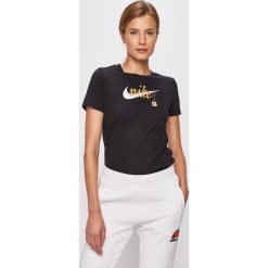 Nike Sportswear - T-shirt. Czarne t-shirty Nike Sportswear, m, bez wzorów, z bawełny, bez kołnierzyka, bez ramiączek. Za 119.90 zł.