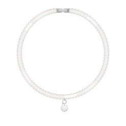 Naszyjnik kolia z białymi cyrkoniami z zawieszką medalik posrebrzany. Białe naszyjniki Lilou, z cyrkonią, posrebrzane. Za 527.00 zł.