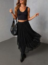Milan Kiss Spódnica w kolorze czarnym rozmiar: M. Czarne spódnice Milan Kiss, na co dzień, m, bez wzorów, z koronki, maxi, asymetryczne. Za 165.99 zł.