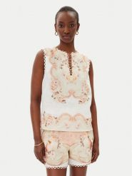 TWINSET Bluzka 251TT2442 Beżowy Regular Fit. Brązowe bluzki Twinset, bez wzorów, ze lnu, bez kołnierzyka, bez ramiączek. Za 569.99 zł.