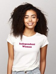 WOOOP Koszulka "Independent woman" w kolorze białym rozmiar: XL. Białe bluzki Wooop, xl, bez wzorów, z bawełny, bez kołnierzyka, bez ramiączek. Za 56.99 zł.