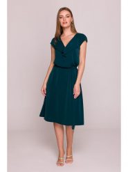 Stylove Sukienka w kolorze ciemnozielonym rozmiar: XXL. Zielone sukienki Stylove, xxl, bez wzorów, bez kołnierzyka, bez ramiączek, midi. Za 245.96 zł.
