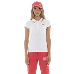 Koszulka polo na czas wolny na co dzień. Białe koszulki polo LEONE 1947 APPAREL, bez wzorów, z bawełny, bez kołnierzyka, bez ramiączek. W wyprzedaży za 82.10 zł.