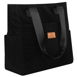 Czarny shopper damski z poliestru pokrytego geometrycznym wzorem Rovicky R-TZ-01. Czarne shopper ROVICKY, bez wzorów, bez dodatków. Za 49.99 zł.