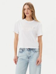 Guess T-Shirt V5GI09 K9RM1 Biały Regular Fit. Białe t-shirty Guess, m, z aplikacjami, z bawełny, bez kołnierzyka, bez ramiączek. Za 119.99 zł.
