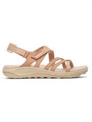 Merrell Skórzane sandały "Harbor Backstrap" w kolorze beżowym rozmiar: 42. Brązowe sandały Merrell, bez wzorów, klasyczne, z otwartym noskiem, bez obcasa, bez zapięcia. Za 286.16 zł.