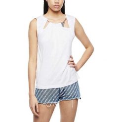 Koszulka turystyczna damska Diesel Kaena. Białe koszulki sportowe Diesel, bez wzorów, z wiskozy, bez ramiączek. Za 161.70 zł.