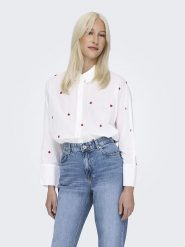 ONLY Koszula w kolorze białym rozmiar: XS. Białe koszule Only, xs, bez wzorów, z bawełny, bez kołnierzyka, bez ramiączek. Za 96.83 zł.