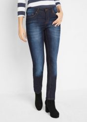 Dżinsy ze stretchem SKINNY, mid waist. Niebieskie jeansy bonprix, bez wzorów. Za 72.99 zł.