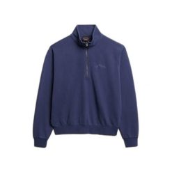 Sweter z logo i kołnierzykiem tunisijskim dla kobiet Superdry Essential. Niebieskie swetry Superdry, na zimę, bez wzorów, bez ramiączek. Za 326.65 zł.