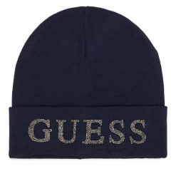 Czapka Guess. Niebieskie czapki Guess, z aplikacjami. Za 154.99 zł.