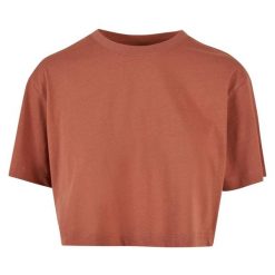 Krótka Koszulka Damska Oversize Crop. Brązowe bluzki Urban Classics, xl, bez wzorów, sportowe, bez kołnierzyka, bez ramiączek. Za 54.99 zł.