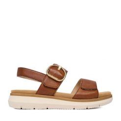 Sandały Remonte. Brązowe sandały Remonte, bez wzorów, bez obcasa, na płaskiej podeszwie, bez zapięcia. Za 369.99 zł.