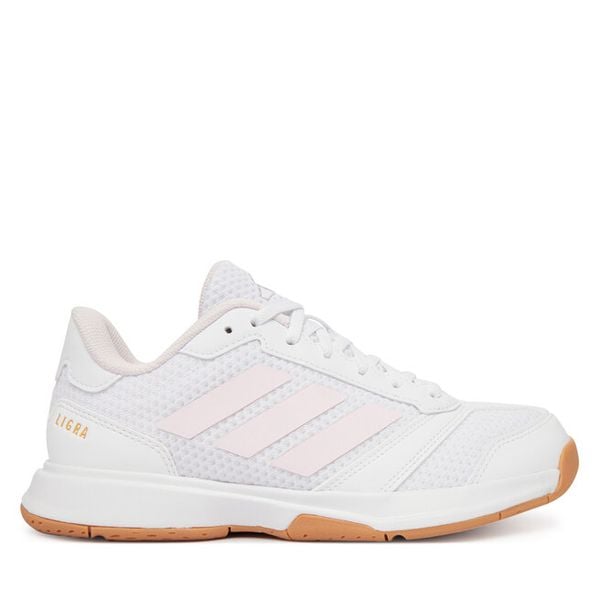 Buty halowe adidas. Białe obuwie sportowe Adidas, bez zapięcia. Za 269.99 zł.