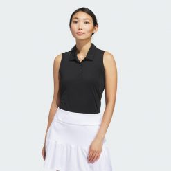 Koszulka Women's Ultimate365 Solid Sleeveless Polo. Czarne koszulki polo Adidas, s, bez wzorów, z materiału, bez kołnierzyka, bez ramiączek. Za 179.00 zł.