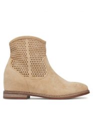 DeeZee Botki HX20208-3 Beżowy. Brązowe botki DeeZee, bez wzorów, z materiału, bez obcasa, na płaskiej podeszwie, bez zapięcia. Za 149.99 zł.