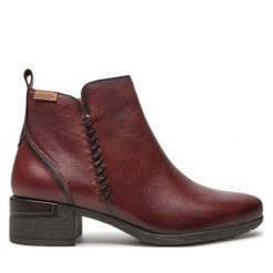 Botki Pikolinos. Czerwone botki Pikolinos, bez wzorów, bez obcasa, na słupku, bez zapięcia. Za 699.99 zł.