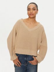 PINKO Sweter Spiga 102803 A1KP Beżowy Regular Fit. Brązowe swetry Pinko, m, bez wzorów, z bawełny, bez ramiączek. Za 829.99 zł.