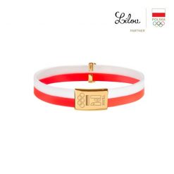 Amulet Olimpijski z koniczyną i blaszką TEAM PL, 18,5 cm. Białe bransoletki Lilou, pozłacane. Za 238.00 zł.