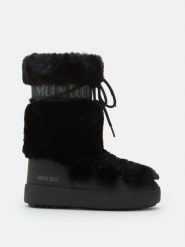 Moon Boot LTRACK Faux Fur High WP Śniegowce damskie. Czarne trapery i śniegowce Moon Boot, z futra, przed kolano. W wyprzedaży za 903.20 zł.