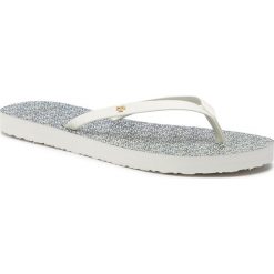Japonki TORY BURCH - Leather Flip Flop 55674 New Ivory/Navy Gemini Link Jacquard 975. Białe klapki Tory Burch, bez wzorów, z materiału, bez obcasa. W wyprzedaży za 219.00 zł.