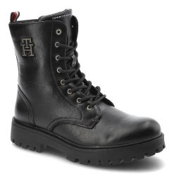Czarne Botki Tommy Hilfiger Modne Wygodne Buty Damskie. Czarne botki TOMMY HILFIGER, bez wzorów, ze skóry ekologicznej, bez obcasa, na płaskiej podeszwie, bez zapięcia. Za 419.00 zł.