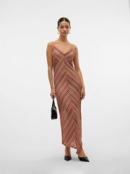 Vero Moda Sukienka w kolorze beżowym ze wzorem rozmiar: M. Brązowe sukienki Vero Moda, m, bez wzorów, bez kołnierzyka, bez ramiączek, maxi. Za 149.31 zł.