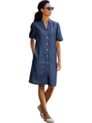 Heine Sukienka w kolorze granatowym rozmiar: 36. Niebieskie sukienki Heine, bez wzorów, z lyocellu, bez kołnierzyka, bez ramiączek, midi. Za 130.99 zł.