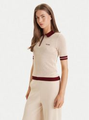 Guess Polo V6GR04 Z0725 Beżowy Regular Fit. Brązowe koszulki polo Guess, m, z aplikacjami, z syntetyku, bez kołnierzyka, bez ramiączek. Za 379.99 zł.