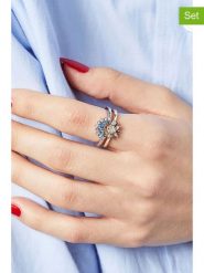 Heliophilia Pierścionki (2 szt.) z cyrkoniami rozmiar: onesize. Niebieskie pierścionki Heliophilia, z cyrkonią, srebrne. Za 39.99 zł.