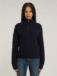 G-Star Sweter w kolorze granatowym rozmiar: S. Niebieskie swetry G-Star, s, bez wzorów, ze splotem, bez ramiączek. Za 223.46 zł.