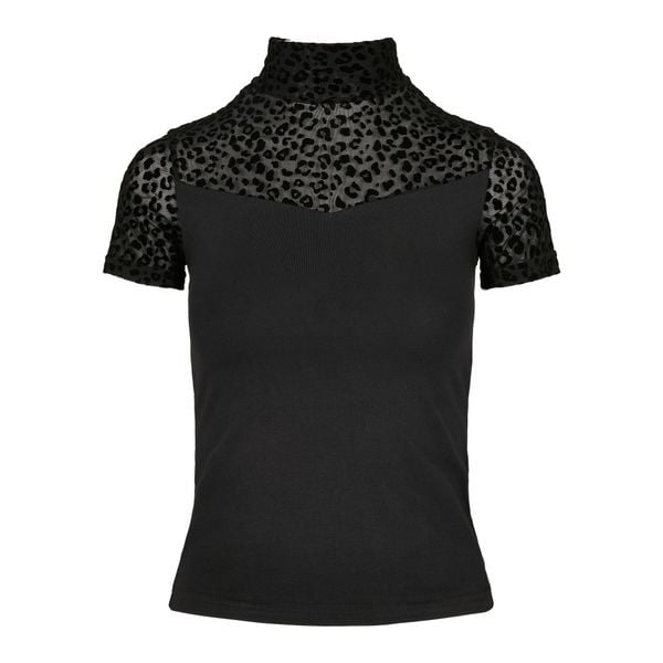 Koszulka damska Urban Classics flock lace turtleneck. Czarne koszulki sportowe Urban Classics, bez wzorów, bez ramiączek, na golfa. Za 168.00 zł.