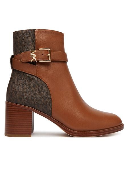 MICHAEL Michael Kors Botki 40T6RCME6L Brązowy. Brązowe botki MICHAEL Michael Kors, bez wzorów, ze skóry, bez obcasa, na słupku, bez zapięcia. Za 1,129.00 zł.