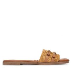 Klapki Tamaris. Brązowe klapki Tamaris, bez wzorów, bez obcasa. Za 259.99 zł.