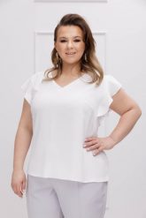 Bluzka Sara w kolorze ecru XXL OVERSIZE WIOSNA. Bluzki Moda Size Plus Iwanek, s, bez wzorów, z elastanu, bez kołnierzyka, bez ramiączek. W wyprzedaży za 69.90 zł.