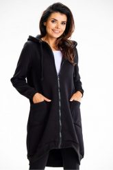 Długa bluza damska z kapturem i kieszeniami czarna. Czarne bluzy Infinite You, l, bez wzorów, z bawełny, z kapturem. Za 299.00 zł.