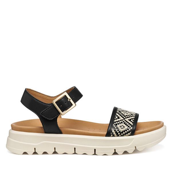 Sandały Geox. Czarne sandały Geox, bez wzorów, bez obcasa, na płaskiej podeszwie, bez zapięcia. Za 459.99 zł.