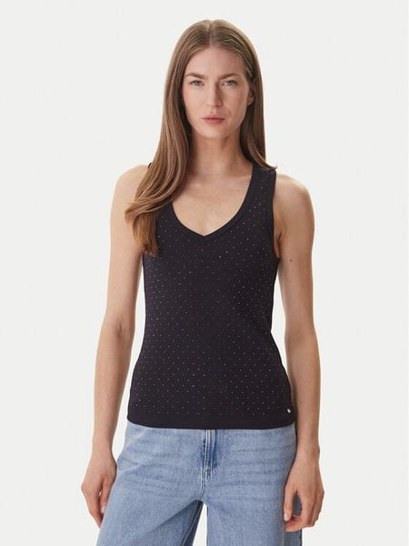 DKNY Top DJ6T1730 Czarny Slim Fit. Czarne topy DKNY, s, bez wzorów, z bawełny, bez kołnierzyka, bez ramiączek. Za 145.99 zł.