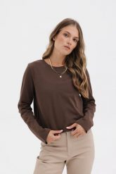 BLUZKA PENNY CZEKOLADOWA M - Flawless. Brązowe bluzki Flawless, m, bez wzorów, z bawełny, klasyczne, bez kołnierzyka, bez ramiączek. Za 170.00 zł.