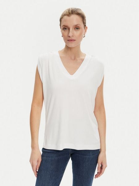 Guess Bluzka W5YP52 KCYW2 Biały Regular Fit. Białe bluzki Guess, s, z aplikacjami, z syntetyku, bez kołnierzyka, bez ramiączek. Za 129.99 zł.