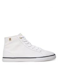 Tommy Hilfiger Trampki Th Chic Low Profile Mid Cut FW0FW09356 Biały. Białe trampki TOMMY HILFIGER, bez wzorów, z materiału, bez zapięcia. Za 339.99 zł.