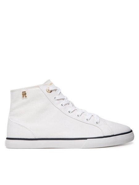 Tommy Hilfiger Trampki Th Chic Low Profile Mid Cut FW0FW09356 Biały. Białe trampki TOMMY HILFIGER, bez wzorów, z materiału, bez zapięcia. Za 193.99 zł.