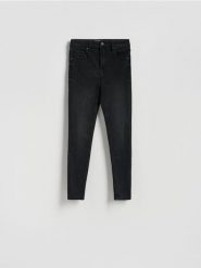 Jeansy slim fit z przetarciami - czarny. Czarne jeansy Reserved, bez wzorów. Za 119.99 zł.