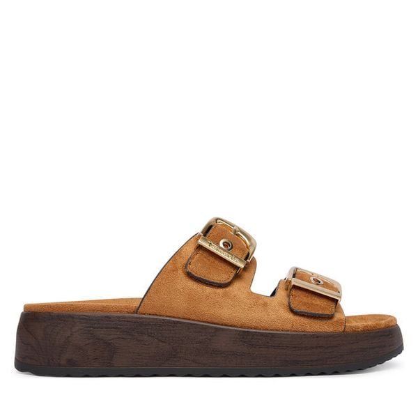 Japonki Tamaris. Brązowe klapki Tamaris, bez wzorów, bez obcasa. Za 299.99 zł.