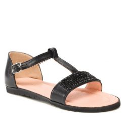 Sandały Flamingo. Czarne sandały Flamingo, bez wzorów, bez obcasa, na płaskiej podeszwie, bez zapięcia. Za 279.99 zł.